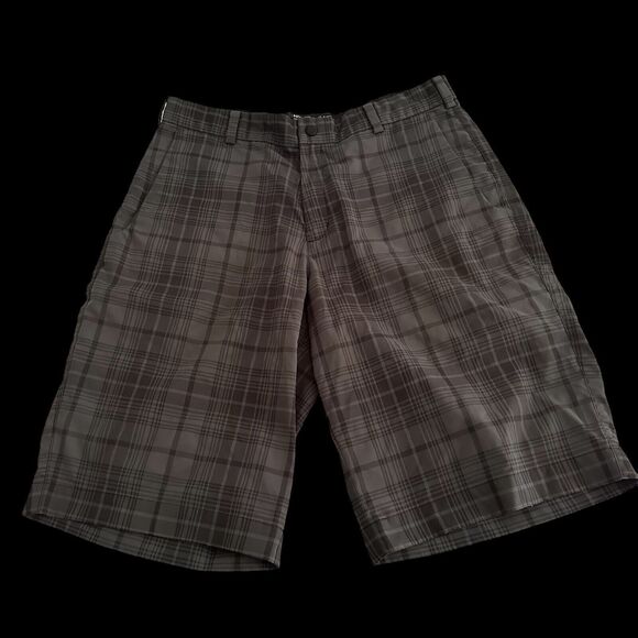 Nike Golf Tour Performance Dri-Fit Shorts Men's Size 32 Black Dark Gray Plaid - Picture 1 of 3
